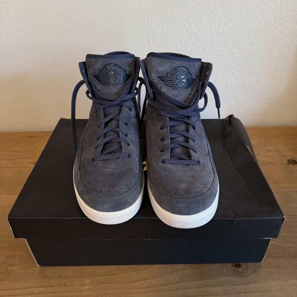 Nike Air Jordan Retro 2 Decon Thunder Men's 11.5 Blue Suede Shoes 897521-402